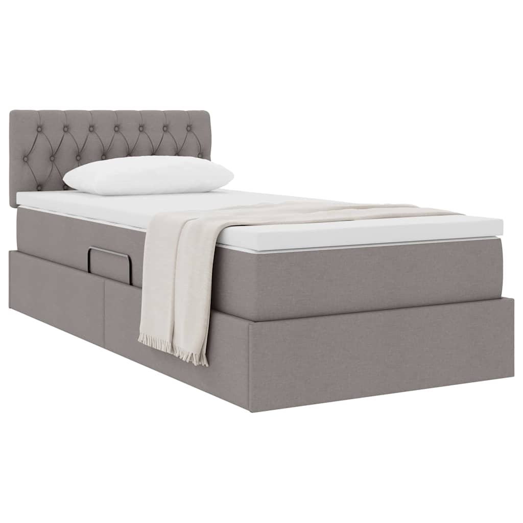 Opbergbed met matras met matras Taupe 90 x 200 cm Bewerkt hout