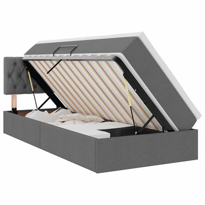 Opbergbed met matras Donkergrijs 100 x 200 cm Bewerkt hout