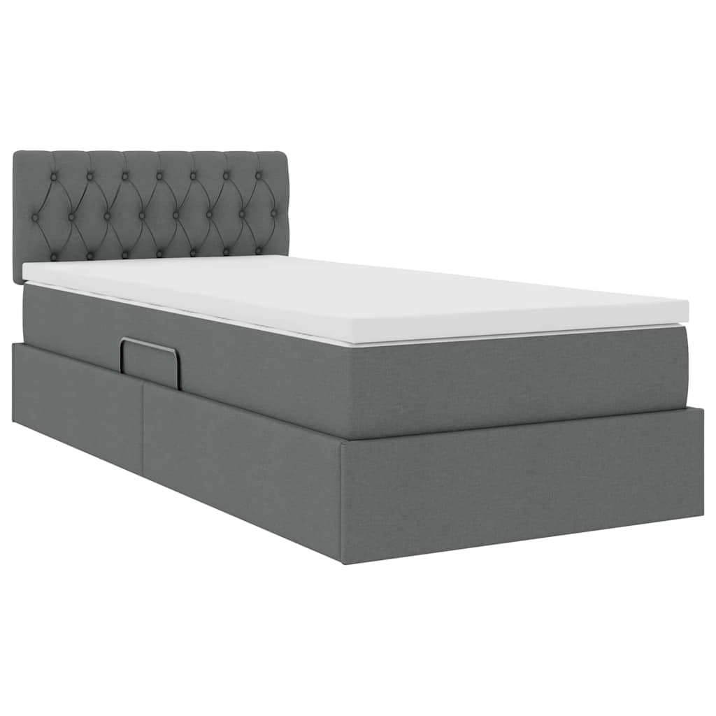 Opbergbed met matras Donkergrijs 100 x 200 cm Bewerkt hout
