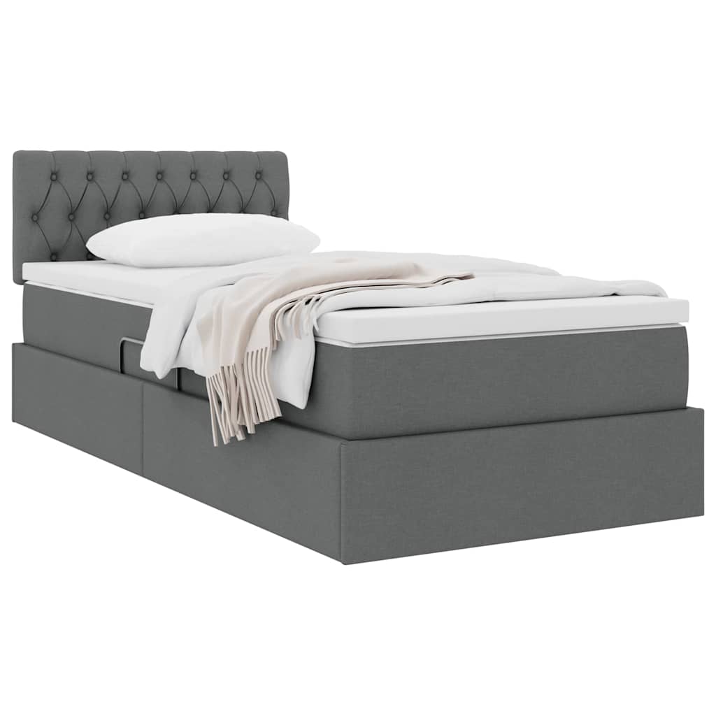 Opbergbed met matras Donkergrijs 100 x 200 cm Bewerkt hout