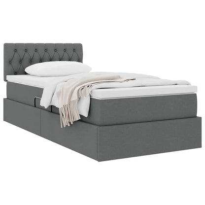 Opbergbed met matras Donkergrijs 100 x 200 cm Bewerkt hout