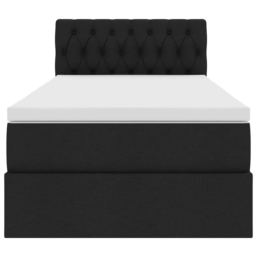 Opbergbed met matras met matras Zwart 100 x 200 cm Bewerkt hout