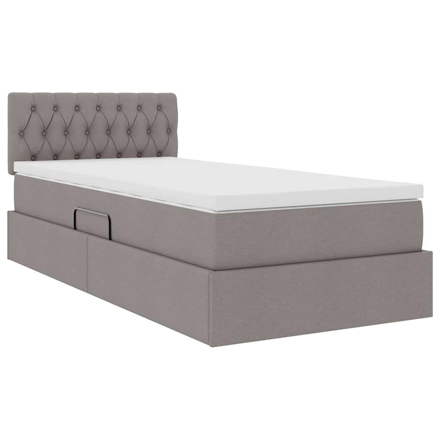 Opbergbed met matras met matras Taupe 100 x 200 cm Bewerkt hout