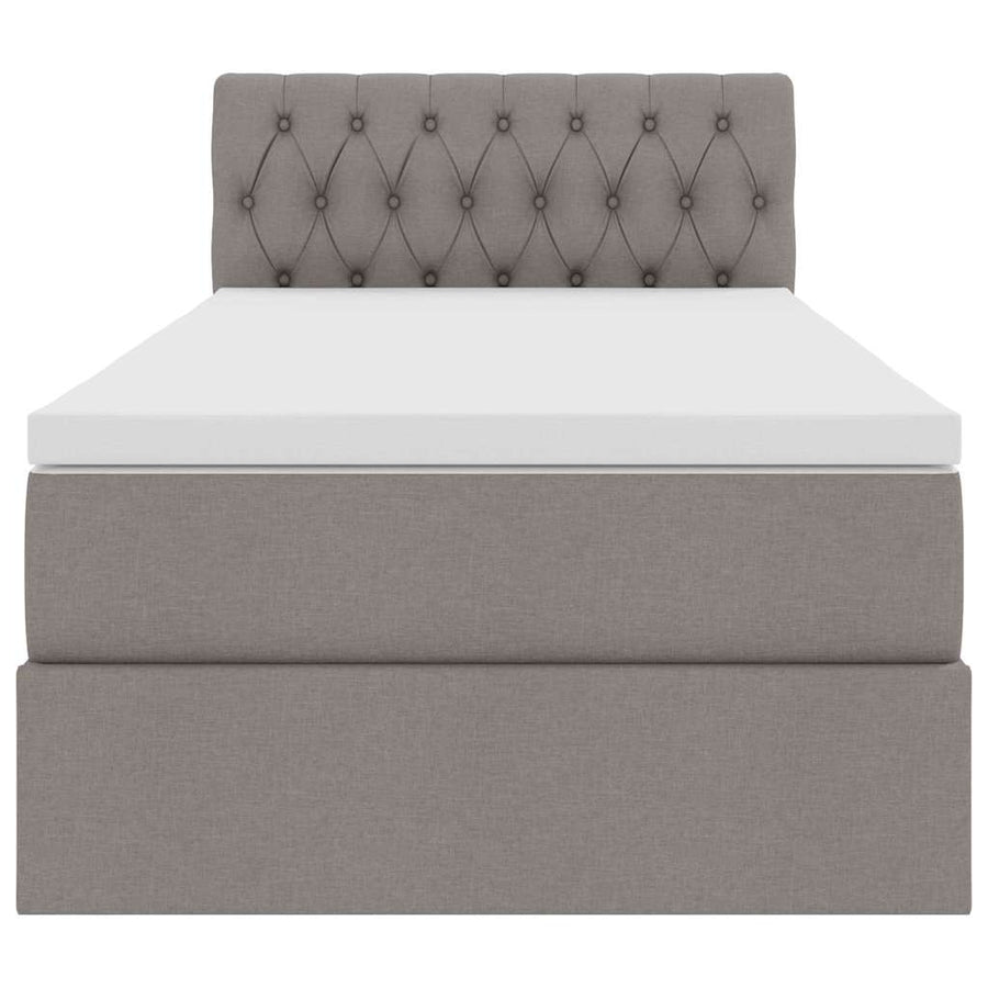 Opbergbed met matras met matras Taupe 100 x 200 cm Bewerkt hout