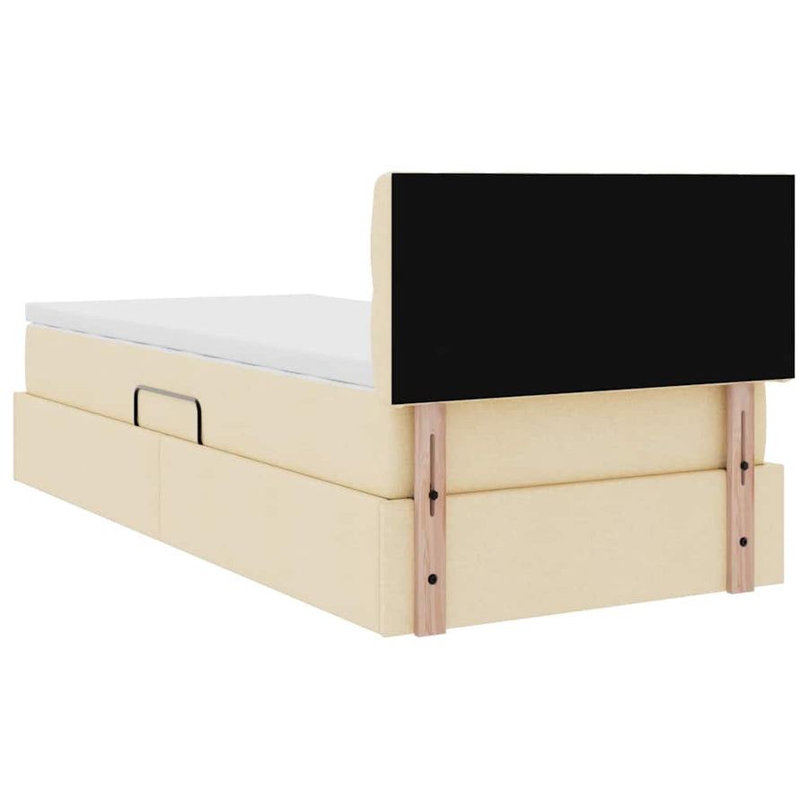 Opbergbed met matras met matras Crème 100 x 200 cm Bewerkt hout