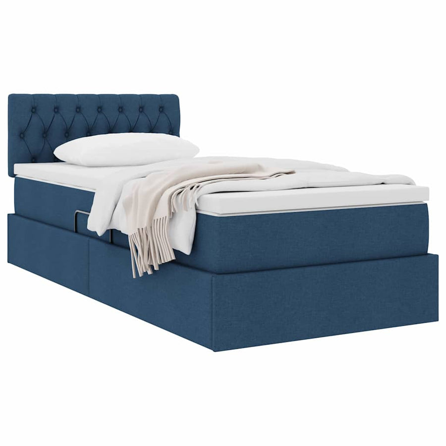 Opbergbed met matras met matras Blauw 100 x 200 cm Bewerkt hout