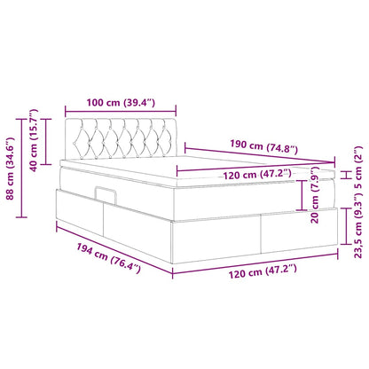 Opbergbed met matras Lichtgrijs 120 x 190 cm Bewerkt hout