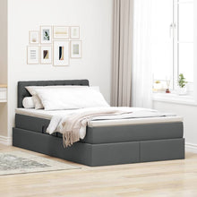 Opbergbed met matras Donkergrijs 120 x 190 cm Bewerkt hout