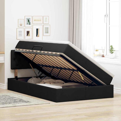 Opbergbed met matras met matras Zwart 120 x 190 cm Bewerkt hout