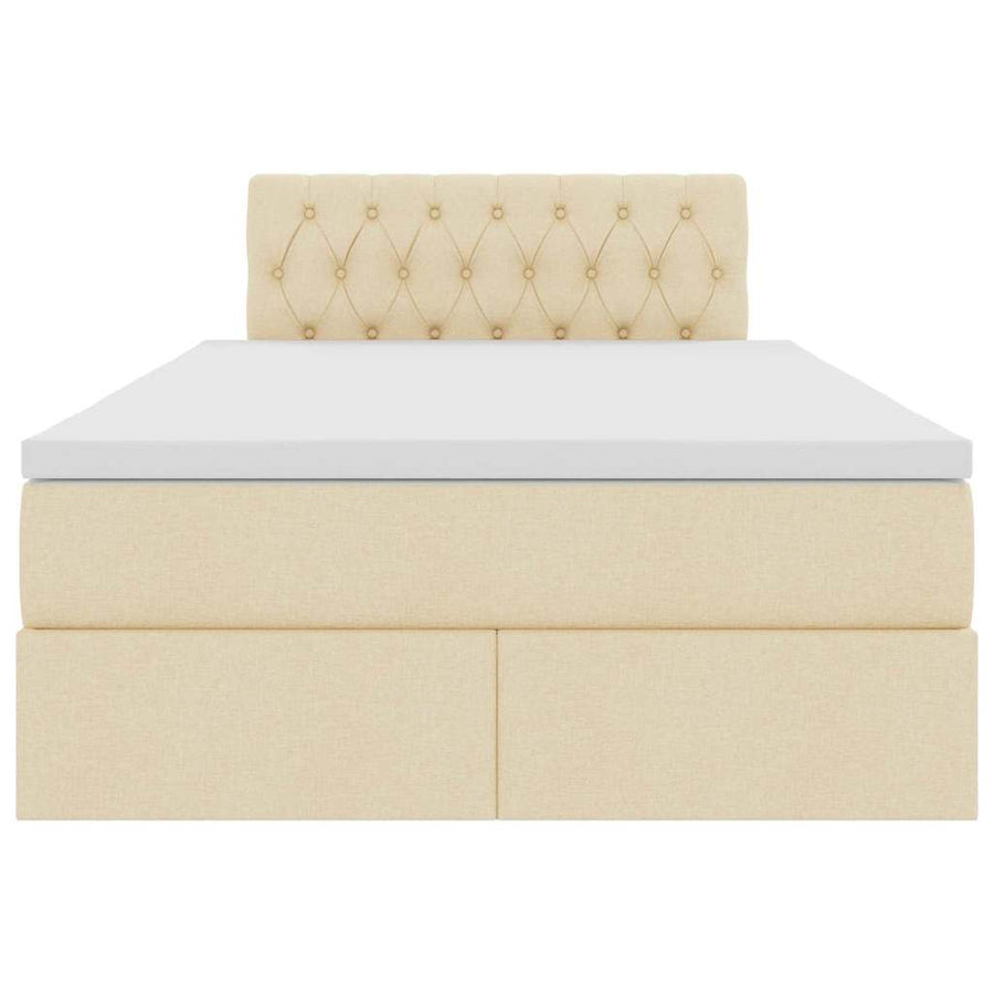 Opbergbed met matras met matras Crème 120 x 190 cm Bewerkt hout