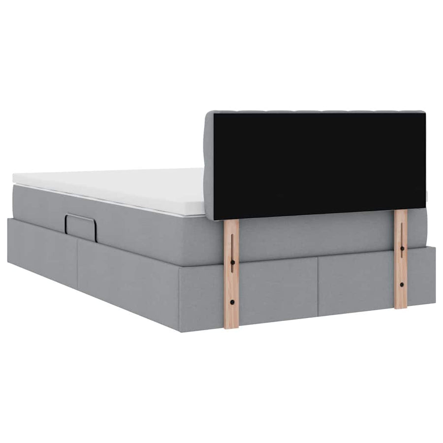 Opbergbed met matras Lichtgrijs 120 x 200 cm Bewerkt hout