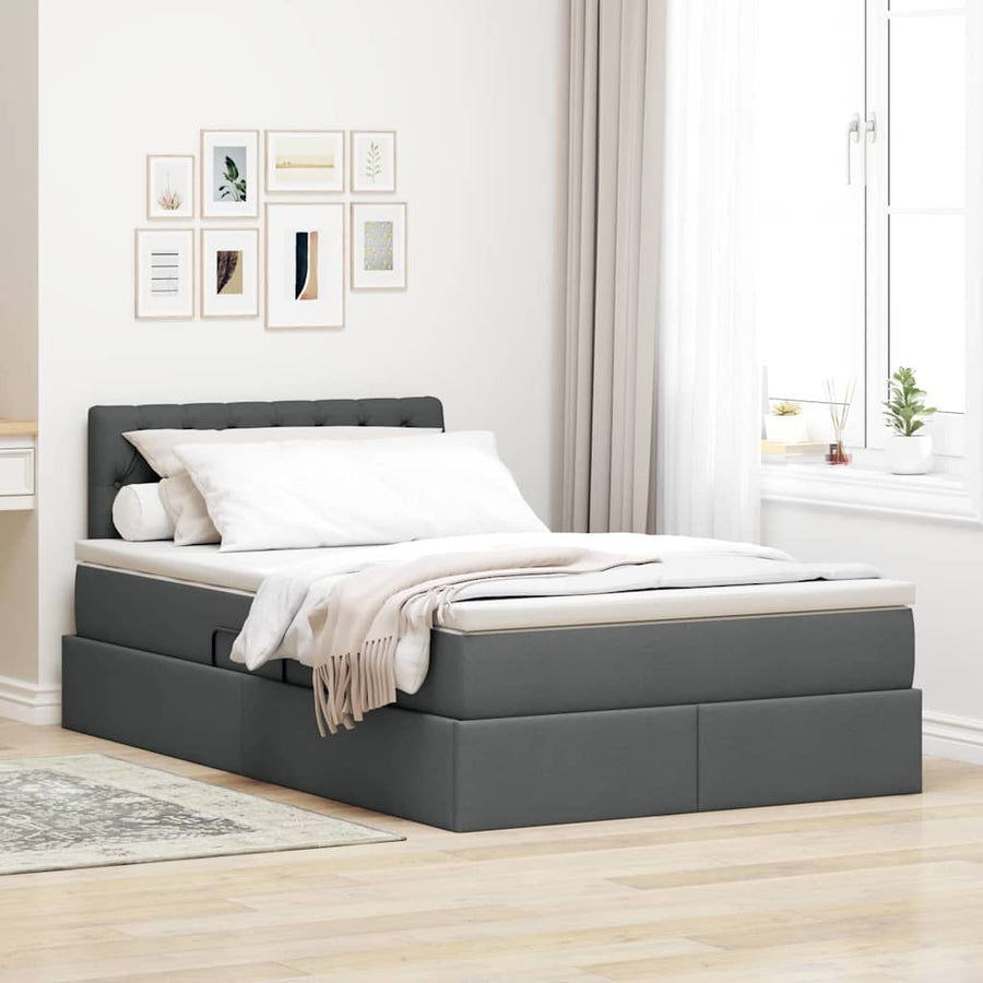Opbergbed met matras Donkergrijs 120 x 200 cm Bewerkt hout