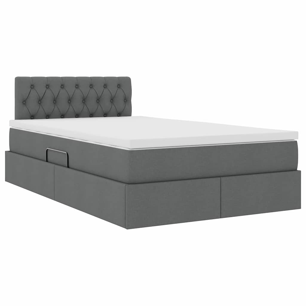Opbergbed met matras Donkergrijs 120 x 200 cm Bewerkt hout