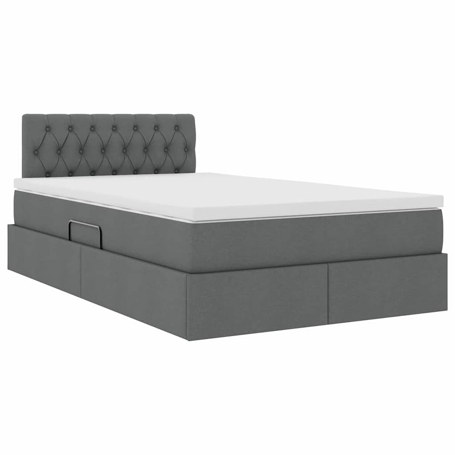 Opbergbed met matras Donkergrijs 120 x 200 cm Bewerkt hout