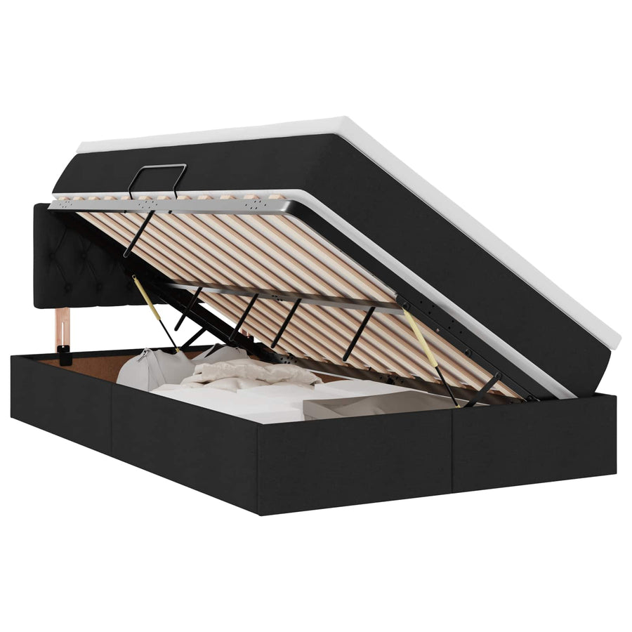 Opbergbed met matras met matras Zwart 120 x 200 cm Bewerkt hout