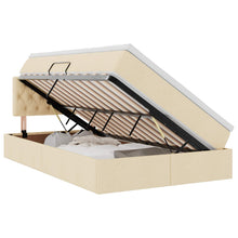 Opbergbed met matras met matras Crème 120 x 200 cm Bewerkt hout