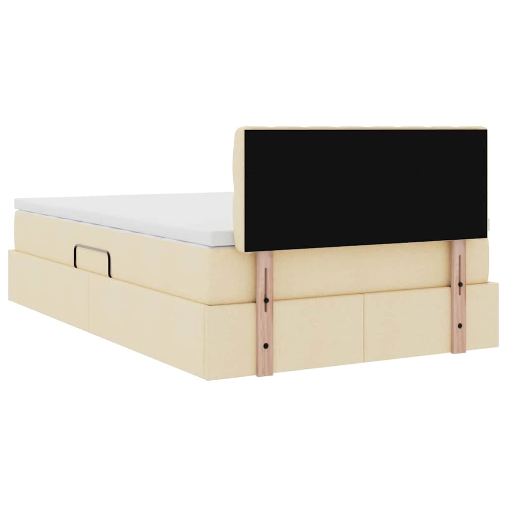 Opbergbed met matras met matras Crème 120 x 200 cm Bewerkt hout