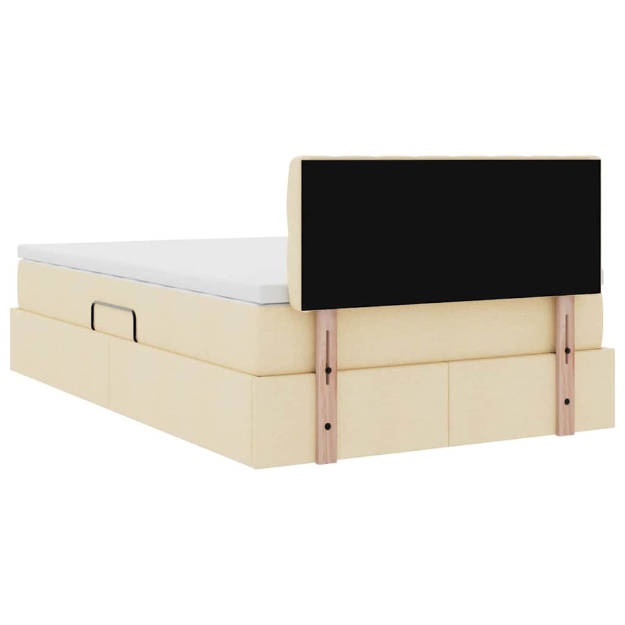 Opbergbed met matras met matras Crème 120 x 200 cm Bewerkt hout