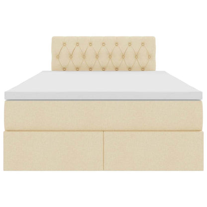 Opbergbed met matras met matras Crème 120 x 200 cm Bewerkt hout