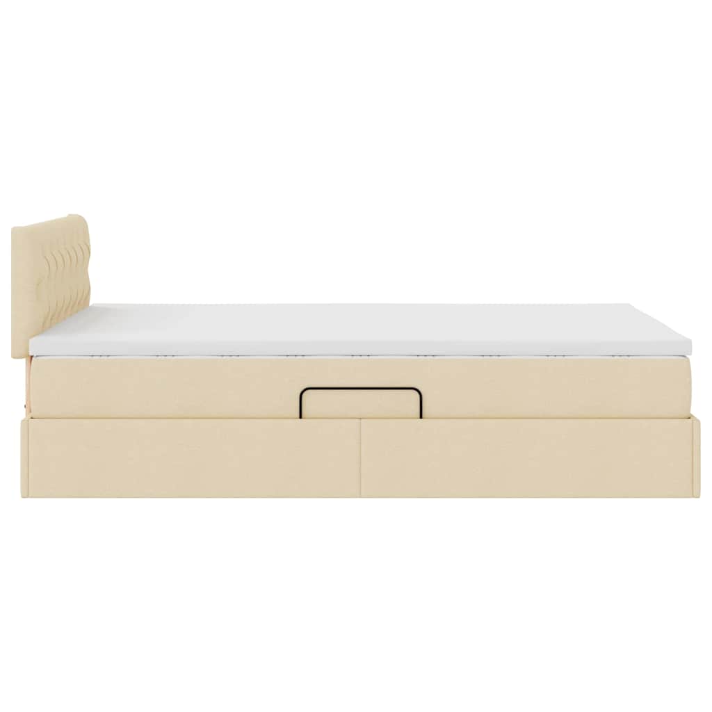 Opbergbed met matras met matras Crème 120 x 200 cm Bewerkt hout