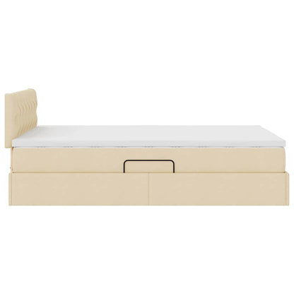 Opbergbed met matras met matras Crème 120 x 200 cm Bewerkt hout