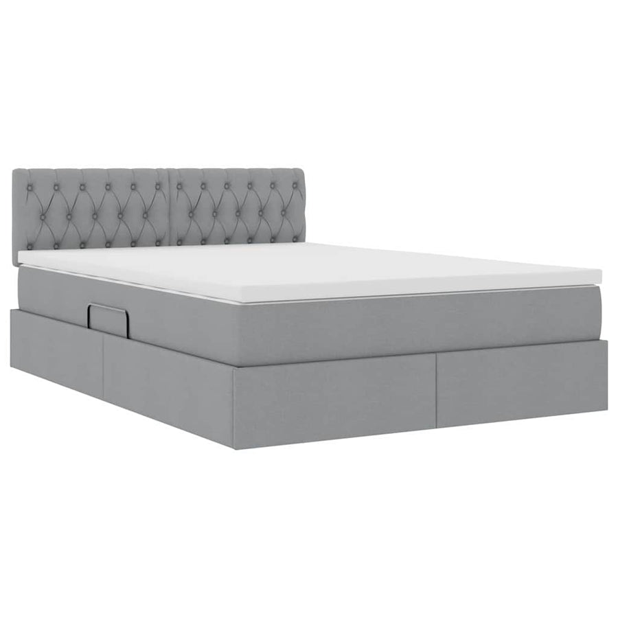 Opbergbed met matras Lichtgrijs 140 x 190 cm Bewerkt hout