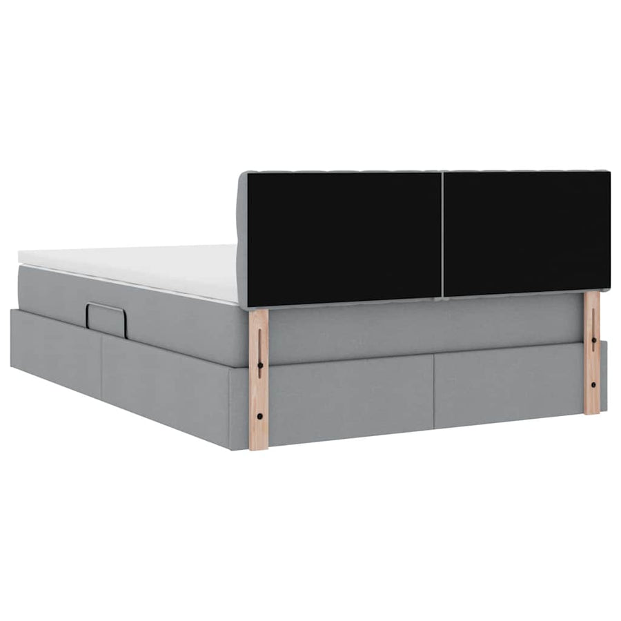 Opbergbed met matras Lichtgrijs 140 x 190 cm Bewerkt hout