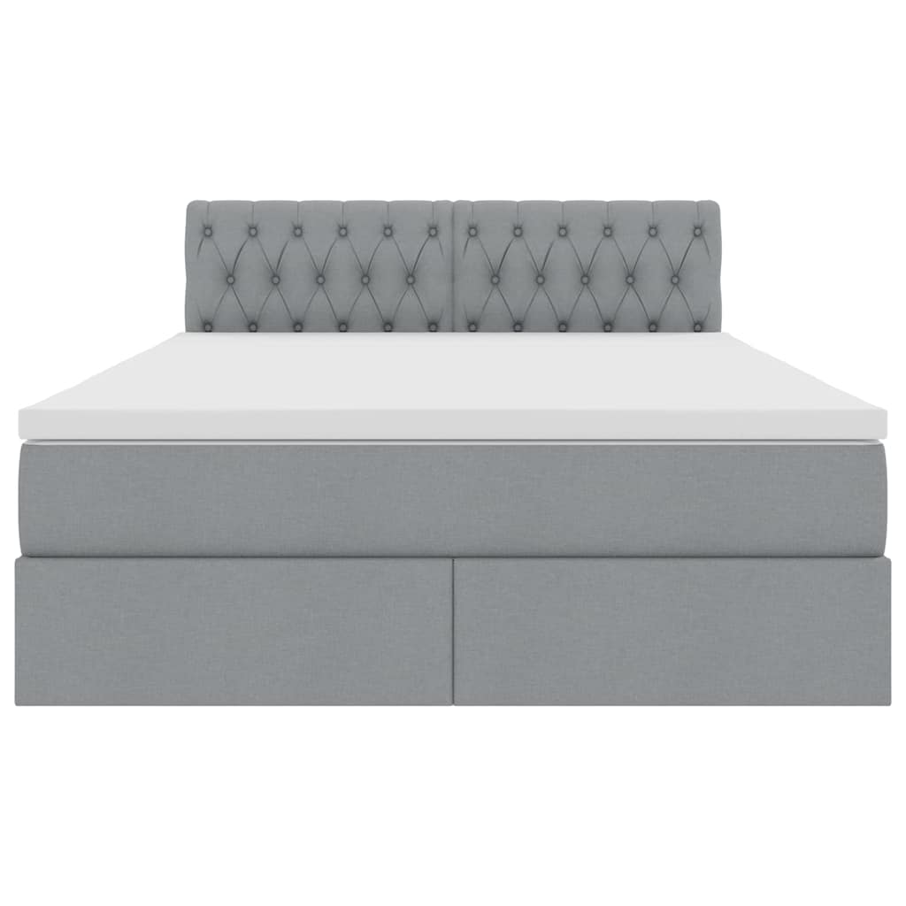 Opbergbed met matras Lichtgrijs 140 x 190 cm Bewerkt hout