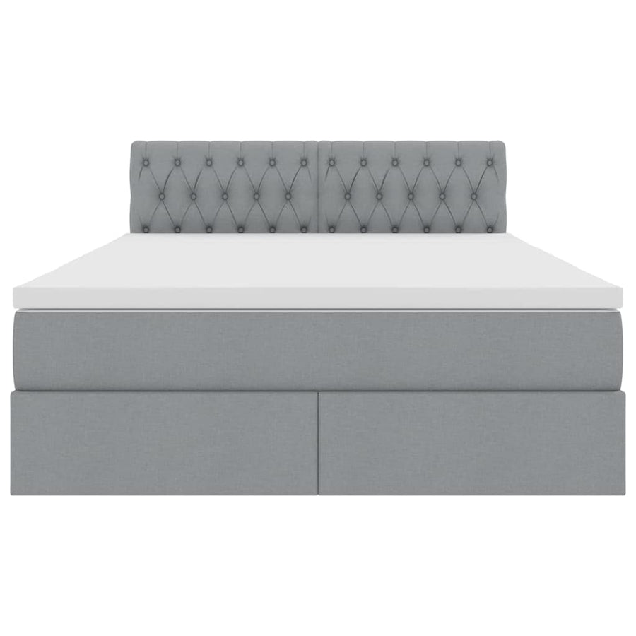 Opbergbed met matras Lichtgrijs 140 x 190 cm Bewerkt hout