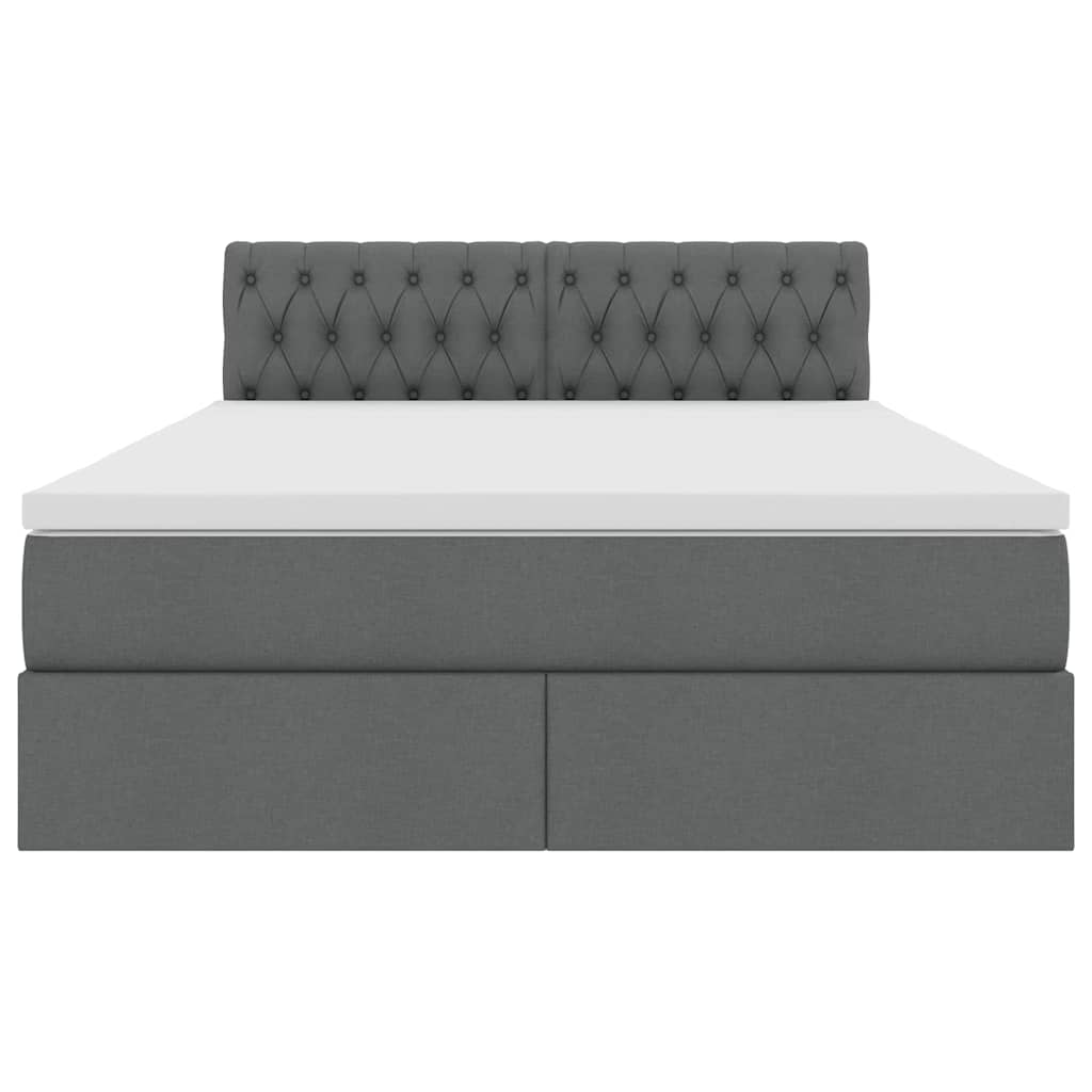 Opbergbed met matras Donkergrijs 140 x 190 cm Bewerkt hout