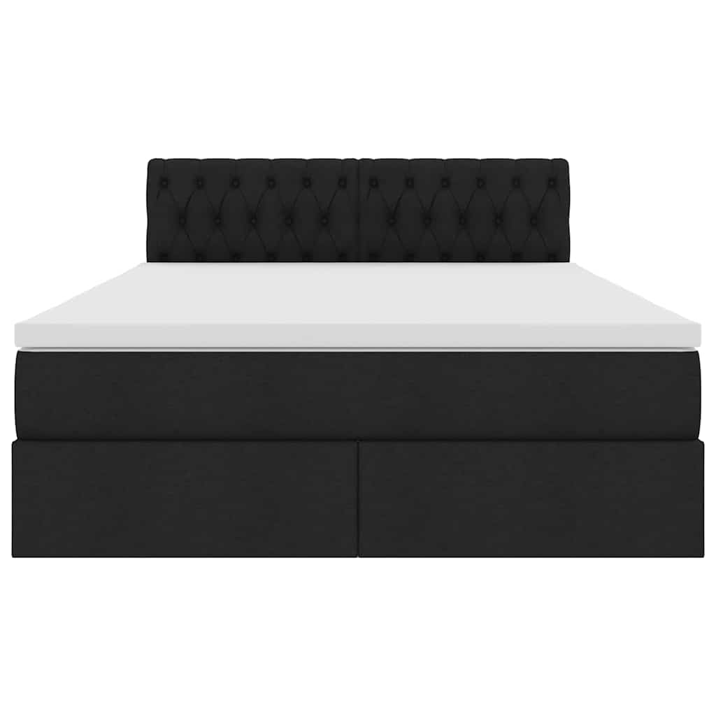 Opbergbed met matras met matras Zwart 140 x 190 cm Bewerkt hout