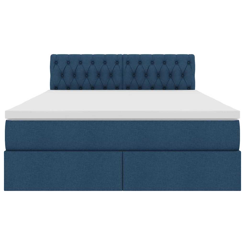 Opbergbed met matras met matras Blauw 140 x 190 cm Bewerkt hout