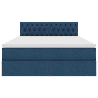 Opbergbed met matras met matras Blauw 140 x 190 cm Bewerkt hout