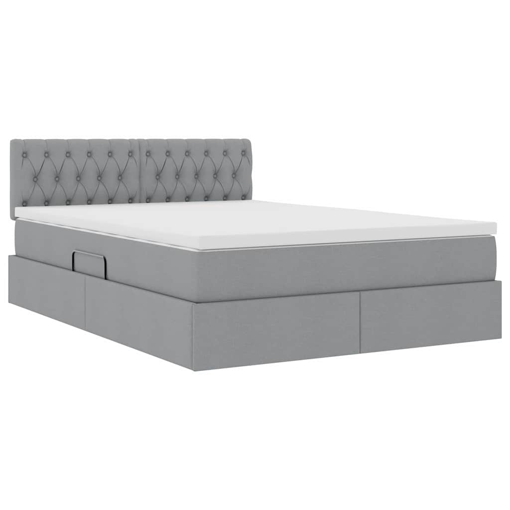 Opbergbed met matras Lichtgrijs 140 x 200 cm Bewerkt hout