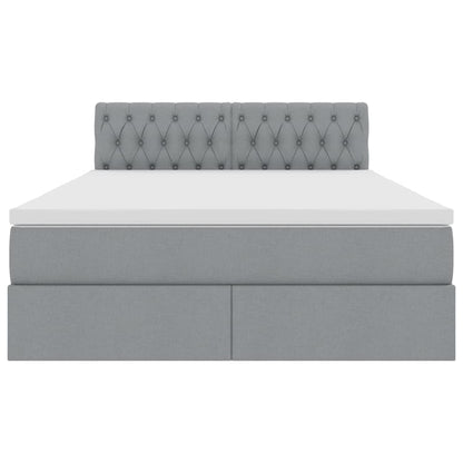 Opbergbed met matras Lichtgrijs 140 x 200 cm Bewerkt hout