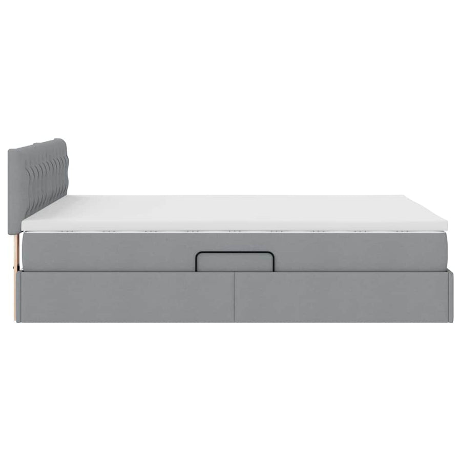 Opbergbed met matras Lichtgrijs 140 x 200 cm Bewerkt hout