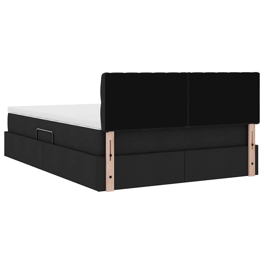 Opbergbed met matras met matras Zwart 140 x 200 cm Bewerkt hout