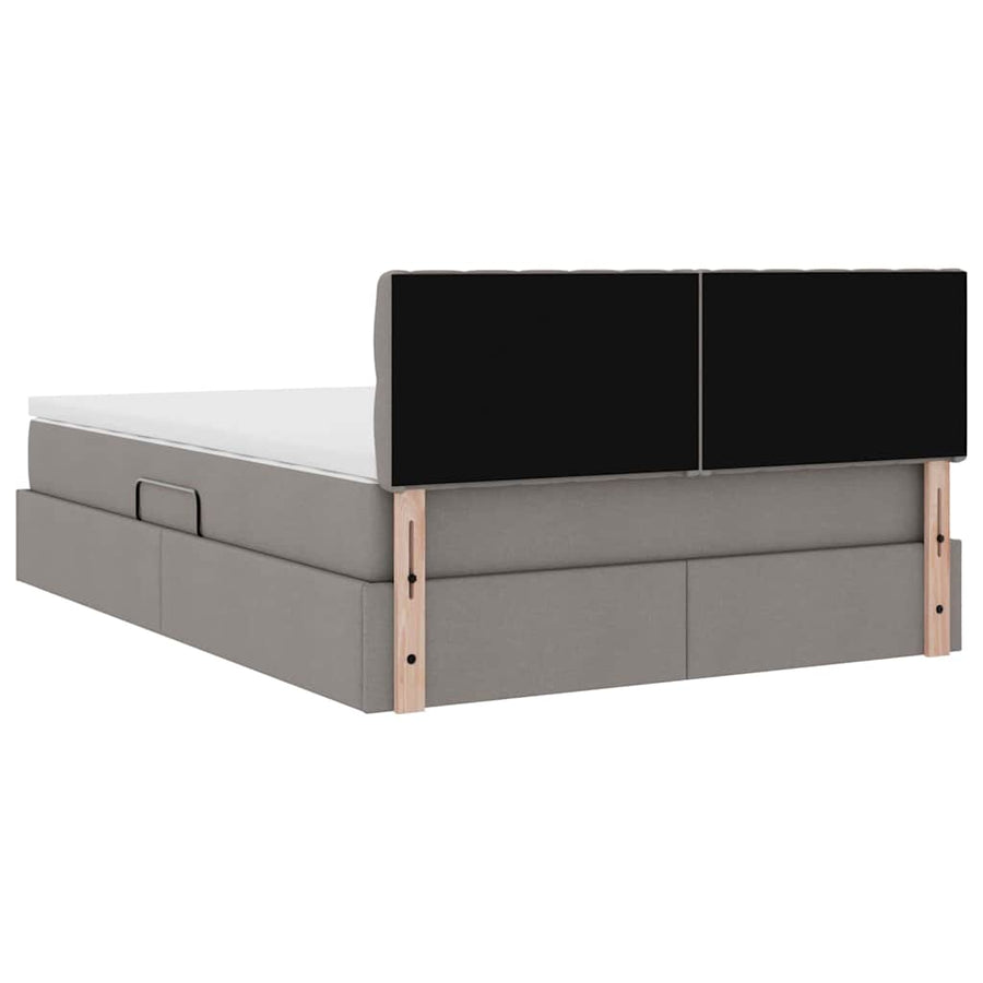 Opbergbed met matras met matras Taupe 140 x 200 cm Bewerkt hout