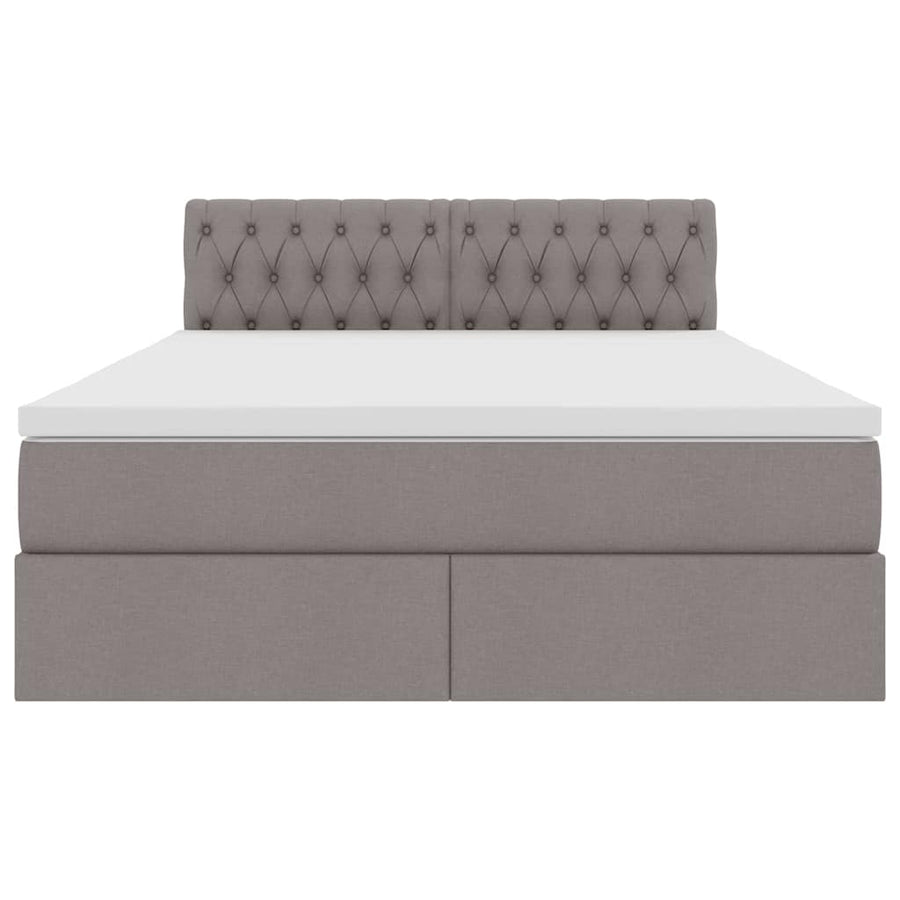 Opbergbed met matras met matras Taupe 140 x 200 cm Bewerkt hout