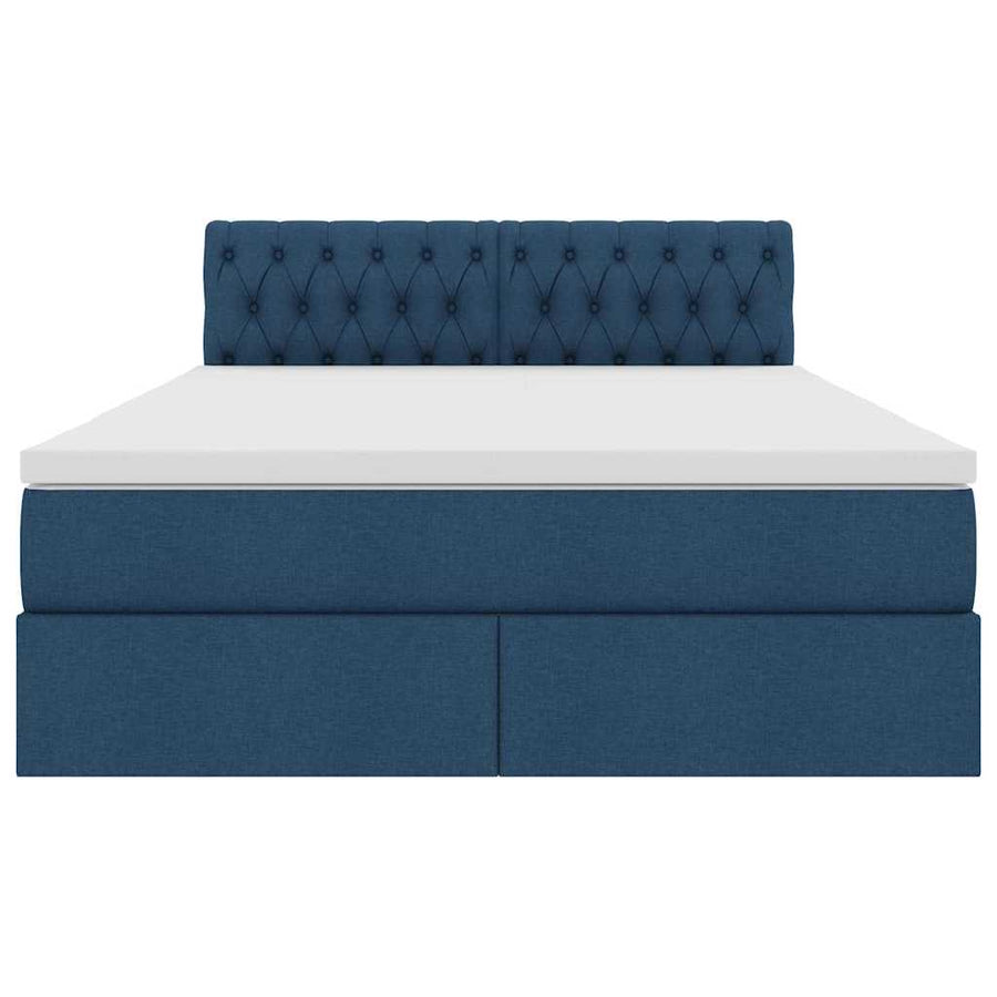 Opbergbed met matras met matras Blauw 140 x 200 cm Bewerkt hout