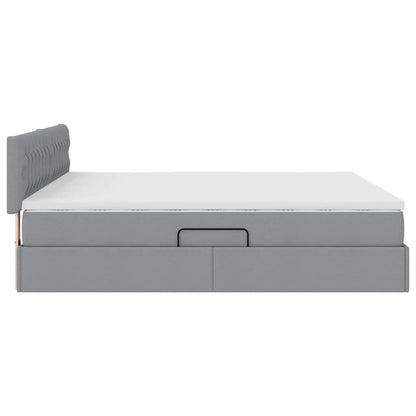 Opbergbed met matras Lichtgrijs 160 x 200 cm Bewerkt hout