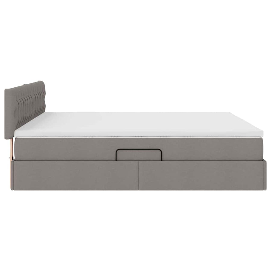 Opbergbed met matras met matras Taupe 160 x 200 cm Bewerkt hout