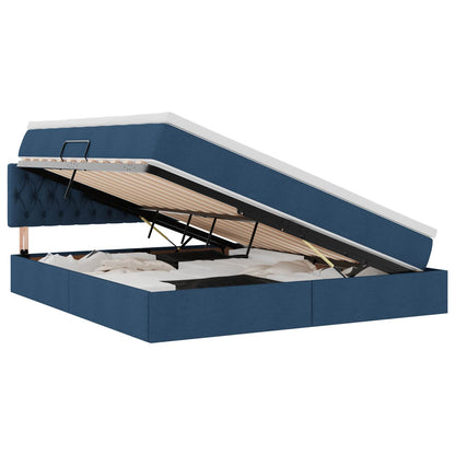 Opbergbed met matras met matras Blauw 160 x 200 cm Bewerkt hout