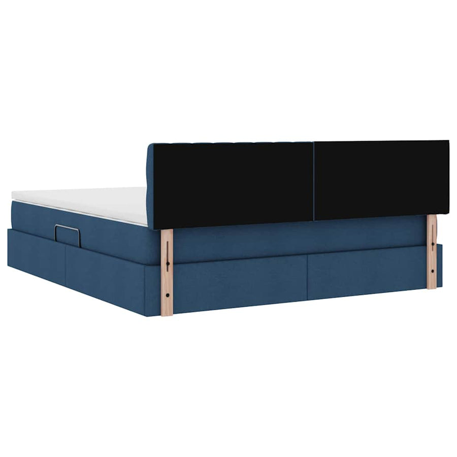 Opbergbed met matras met matras Blauw 160 x 200 cm Bewerkt hout