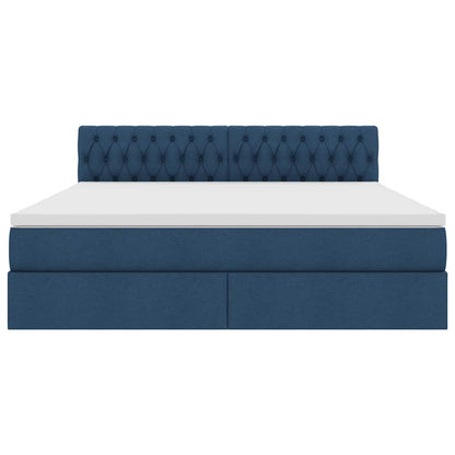 Opbergbed met matras met matras Blauw 160 x 200 cm Bewerkt hout
