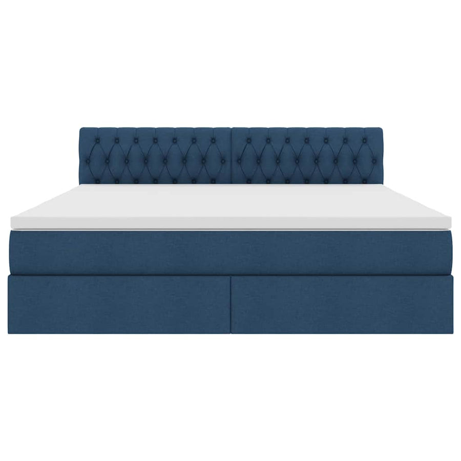 Opbergbed met matras met matras Blauw 160 x 200 cm Bewerkt hout