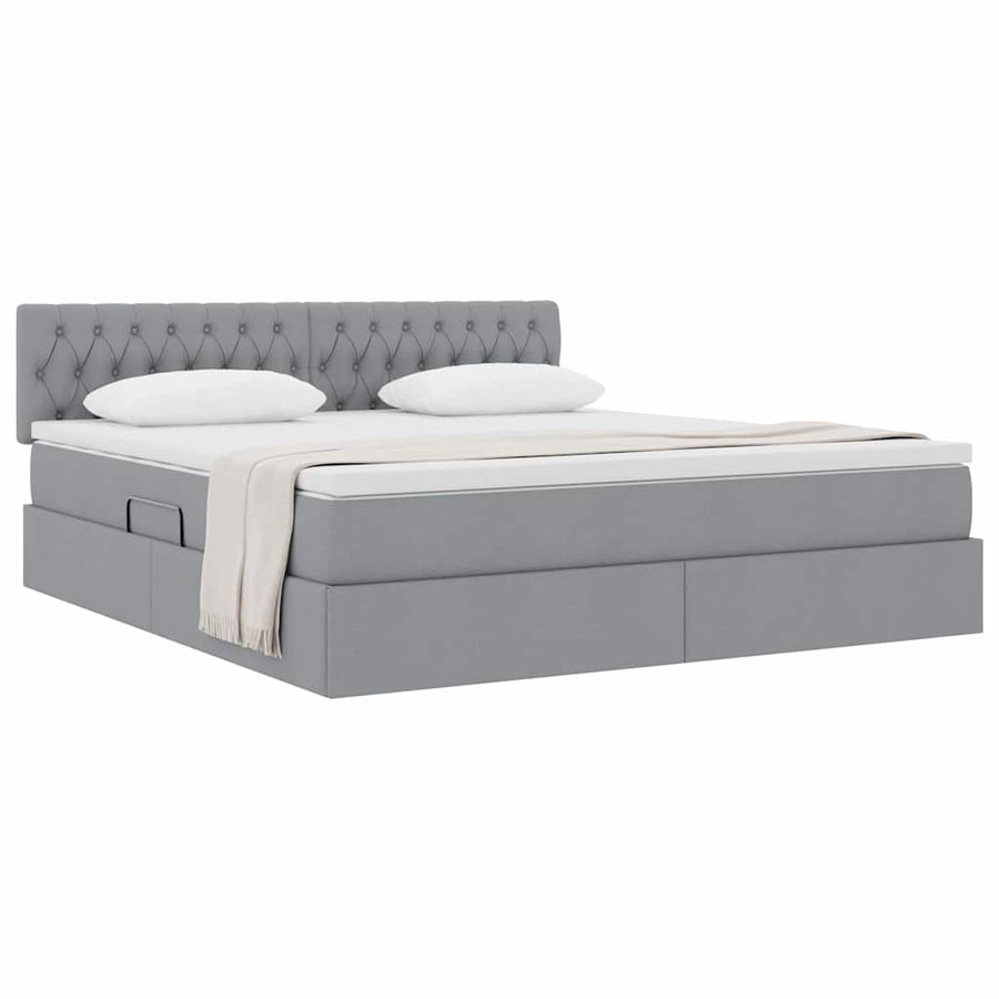 Opbergbed met matras Lichtgrijs 180 x 200 cm Bewerkt hout