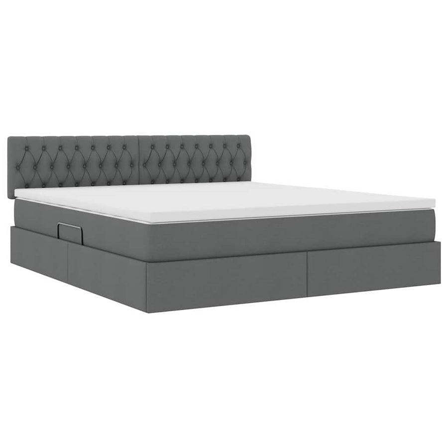Opbergbed met matras Donkergrijs 180 x 200 cm Bewerkt hout