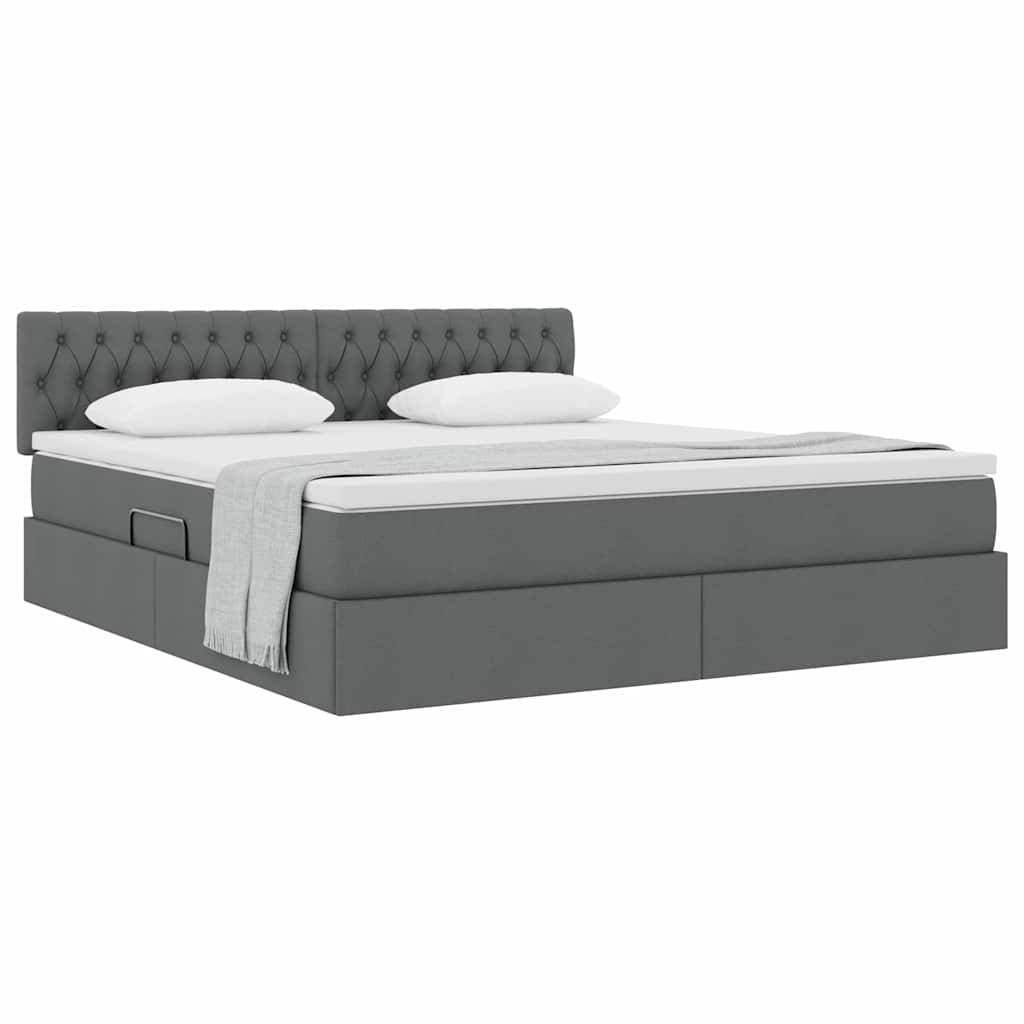 Opbergbed met matras Donkergrijs 180 x 200 cm Bewerkt hout
