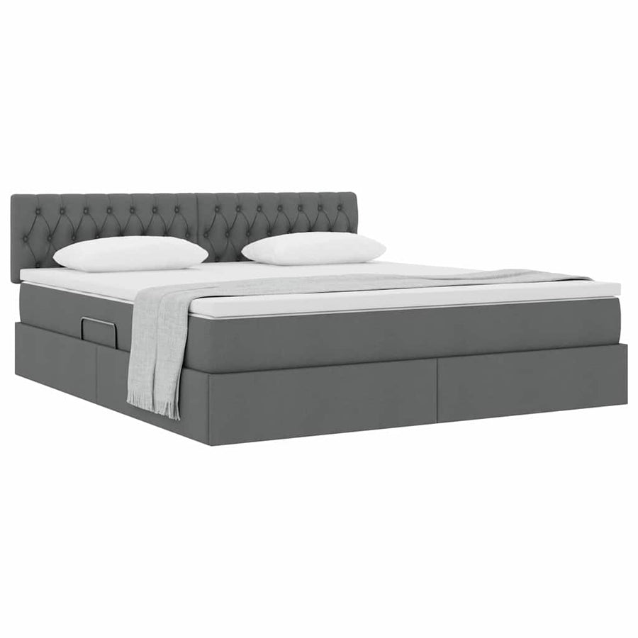 Opbergbed met matras Donkergrijs 180 x 200 cm Bewerkt hout